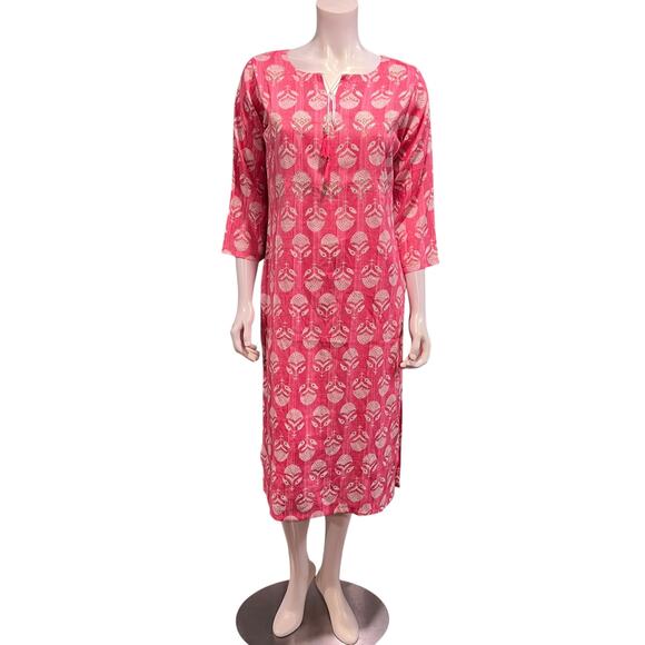 CherryRed Dina Designs Coral Pink Embellished Tunic Dress L40 - Picture 1 of 9